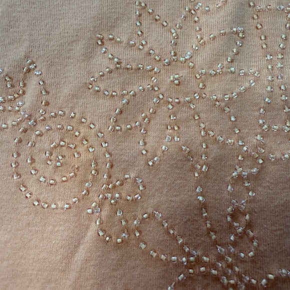 Sigrid Olsen Women's Size XL Peach Beaded  T-Shirt Top - Picture 8 of 10